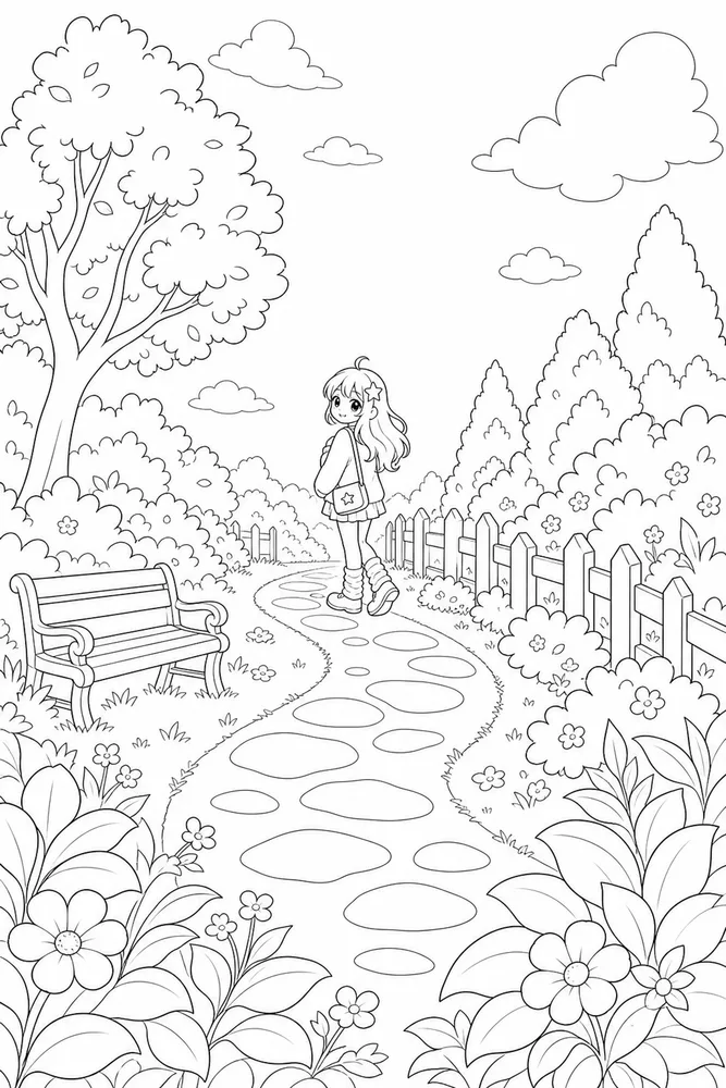 Cute Coloring Pages for Teens Cute coloring pages for teens outdoor path coloring page