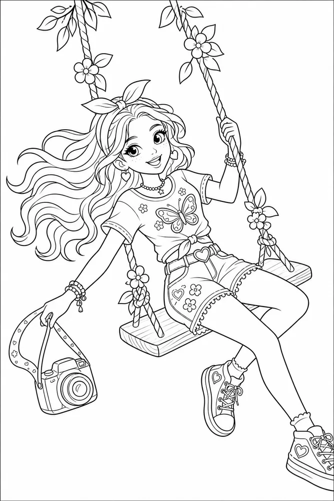 Cute Coloring Pages for Teens Cute coloring pages for teens playful pose coloring page