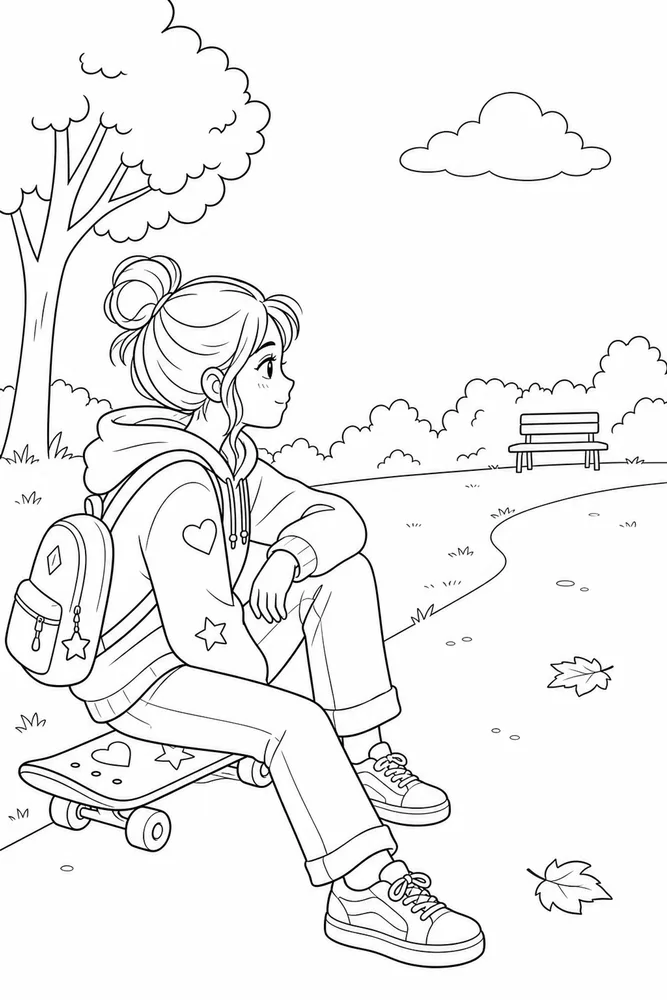 Cute Coloring Pages for Teens Cute coloring pages for teens simple scene coloring page