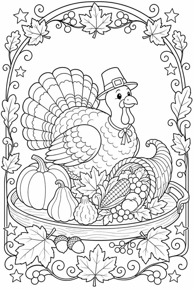 Happy Thanksgiving Happy thanksgiving decorative border coloring page