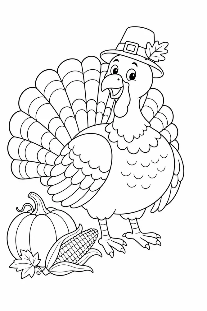 Happy Thanksgiving Happy thanksgiving front portrait coloring page