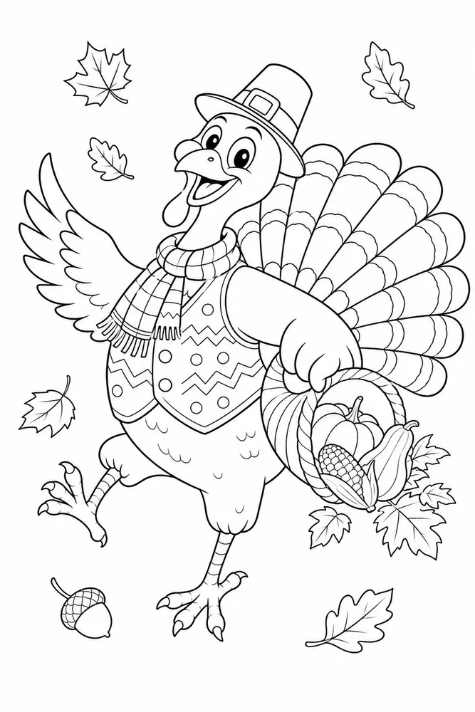Happy Thanksgiving Happy thanksgiving playful pose coloring page