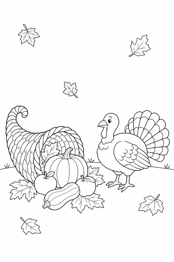 Happy Thanksgiving Happy thanksgiving simple scene coloring page