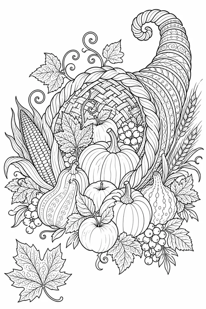 Thanksgiving for Adults Coloring Pages preview: Thanksgiving for Adults Thanksgiving for adults front portrait coloring page