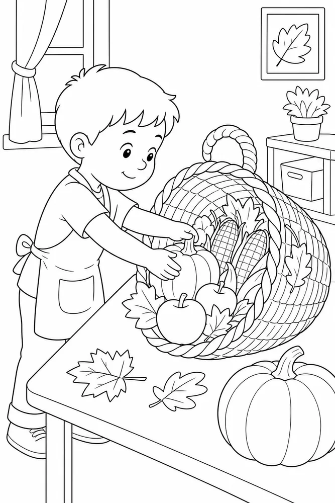 Thanksgiving Preschool Thanksgiving preschool activity scene coloring page