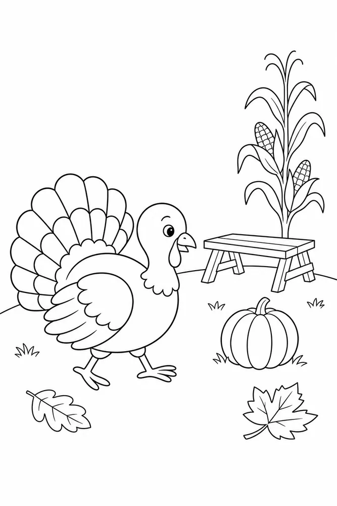 Thanksgiving Preschool Thanksgiving preschool simple scene coloring page