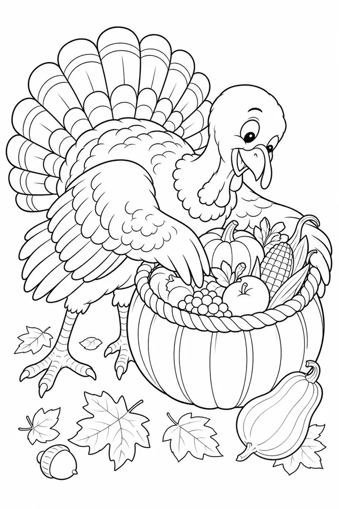 Thanksgiving Turkey Thanksgiving turkey activity scene coloring page