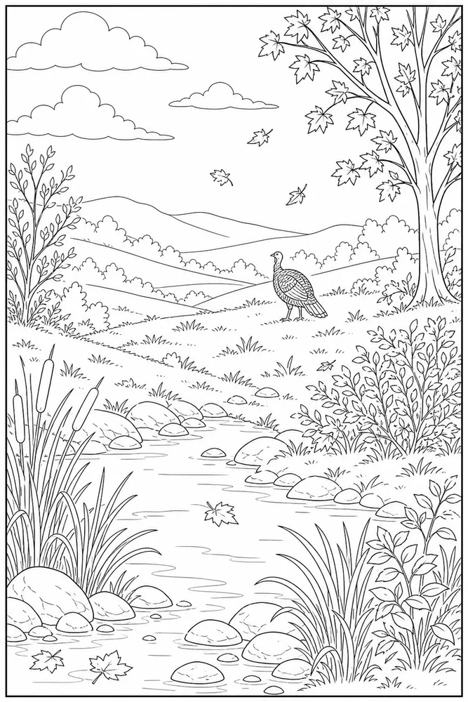 Thanksgiving Turkey Thanksgiving turkey habitat background coloring page