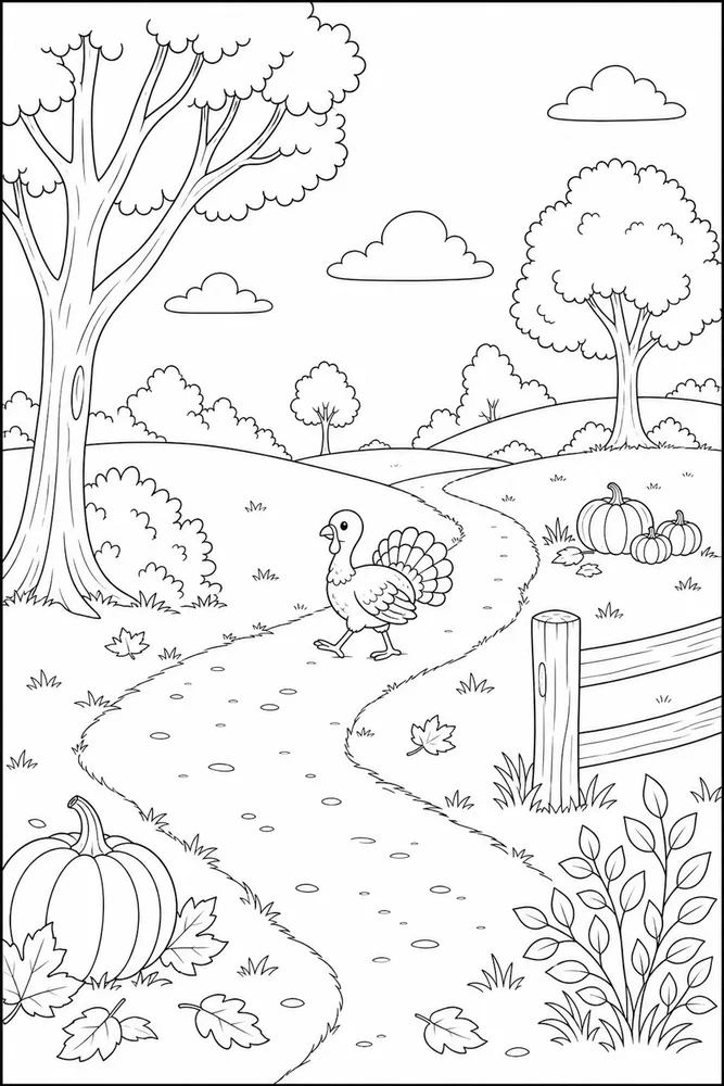 Thanksgiving Turkey Thanksgiving turkey outdoor path coloring page