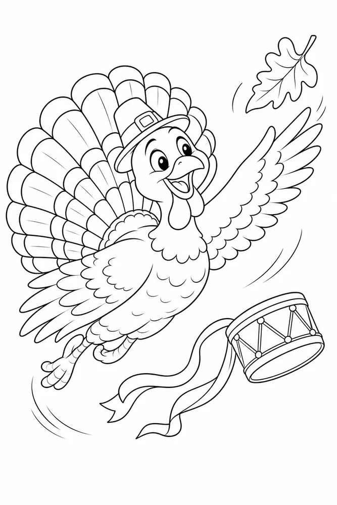Thanksgiving Turkey Thanksgiving turkey playful pose coloring page