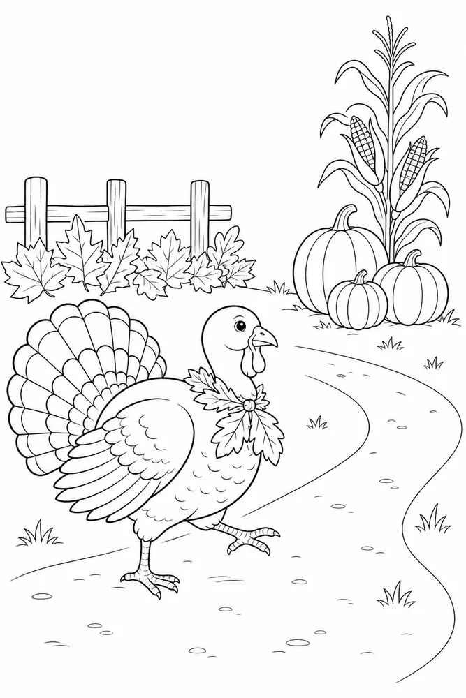 Thanksgiving Turkey Thanksgiving turkey simple scene coloring page