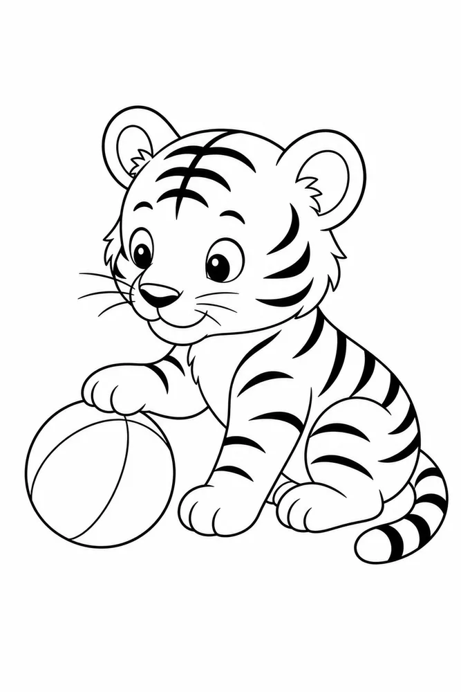 Baby Tiger Baby tiger easy beginner page coloring page