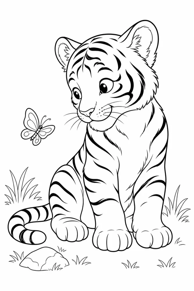 Baby Tiger Baby tiger front portrait coloring page