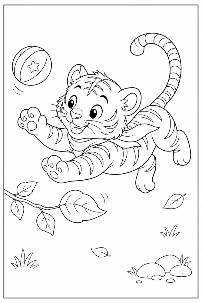 Baby Tiger Baby tiger playful pose coloring page