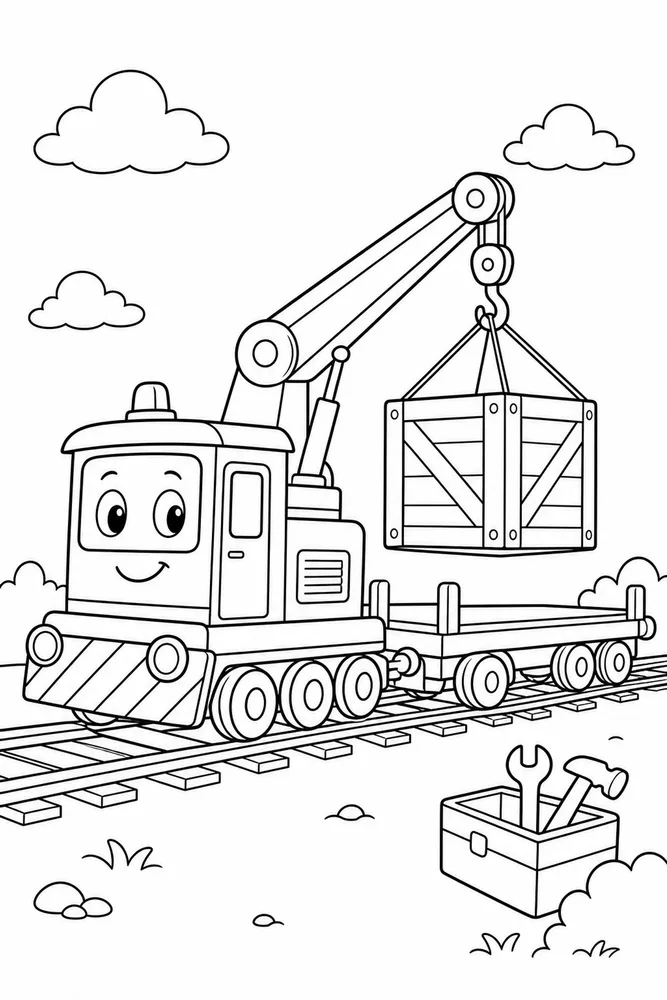 Easy Train Easy train activity scene coloring page