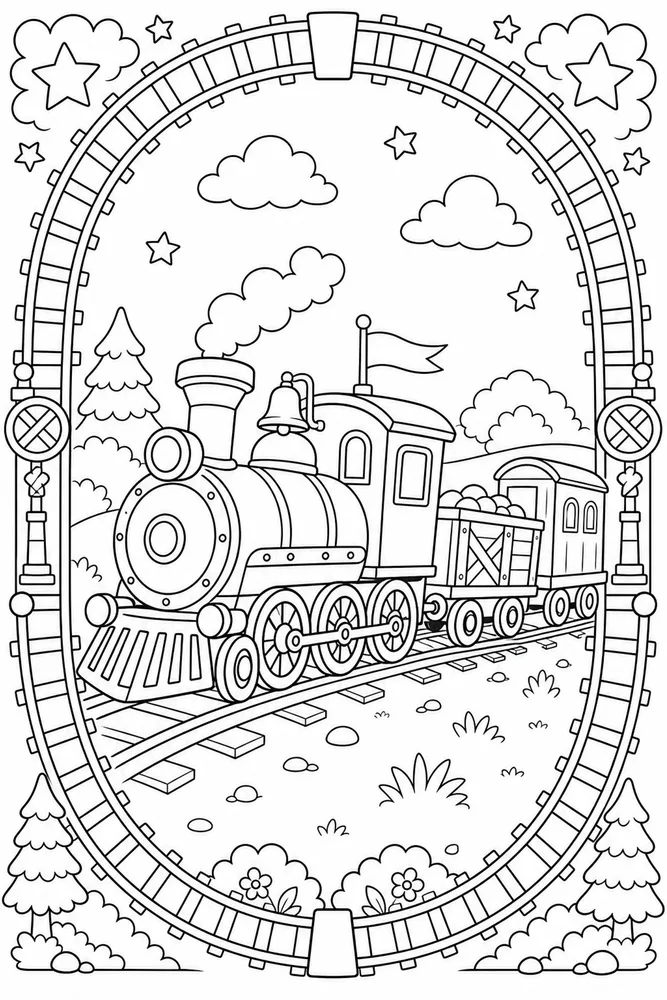 Easy Train Easy train decorative border coloring page