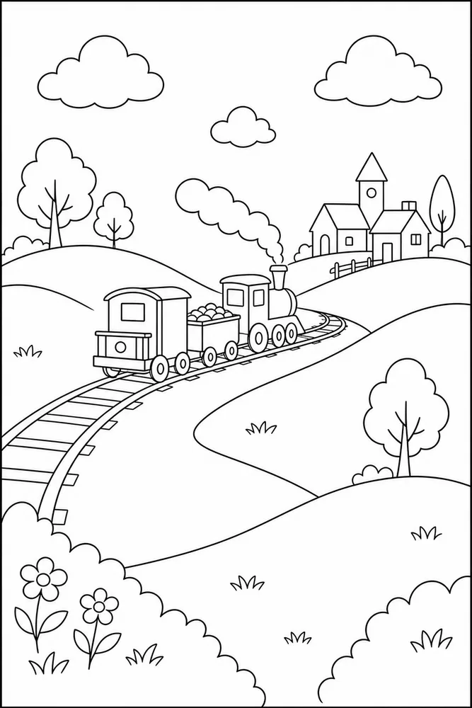 Easy Train Easy train habitat background coloring page