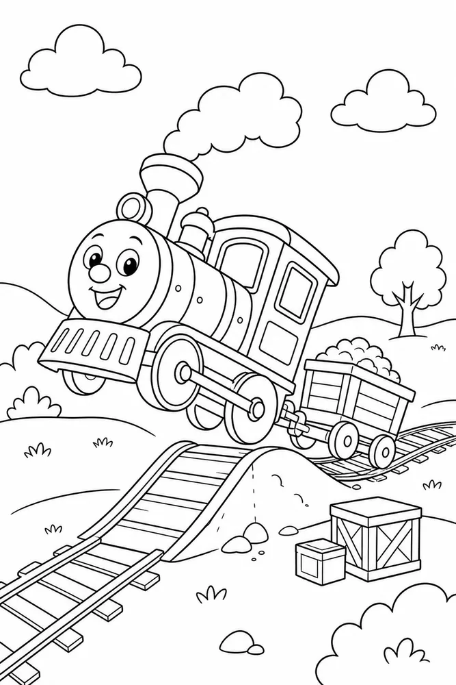 Easy Train Easy train playful pose coloring page