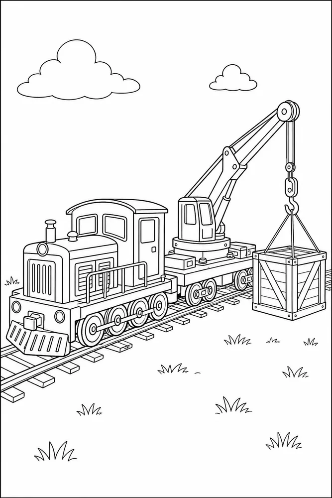 Simple Train Simple train activity scene coloring page