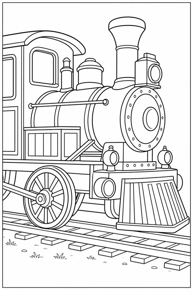 Simple Train Simple train close up detail coloring page