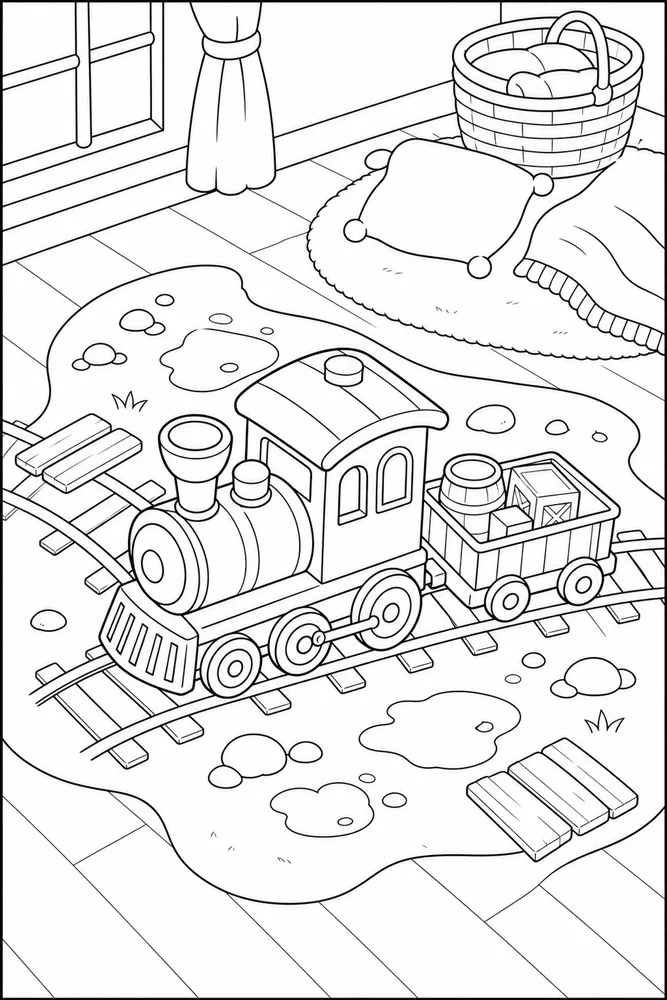 Simple Train Simple train cozy indoor moment coloring page