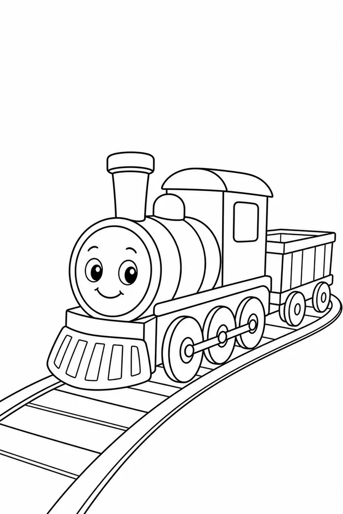 Simple Train Simple train easy beginner page coloring page