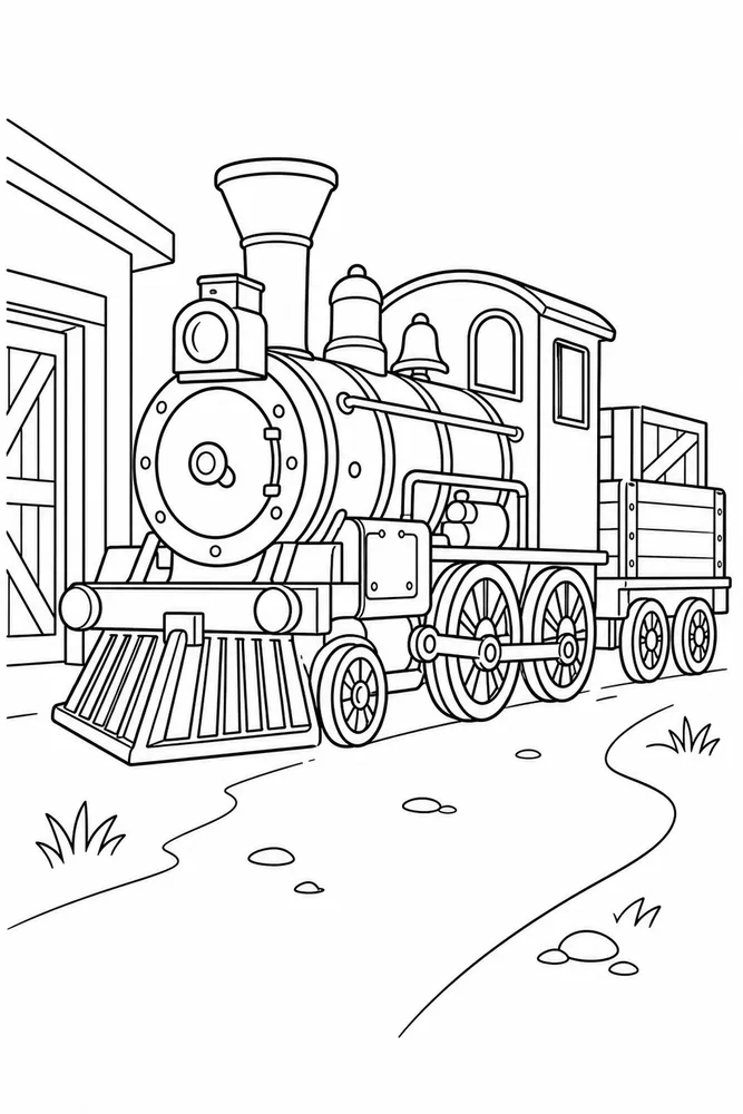 Simple Train Simple train front portrait coloring page