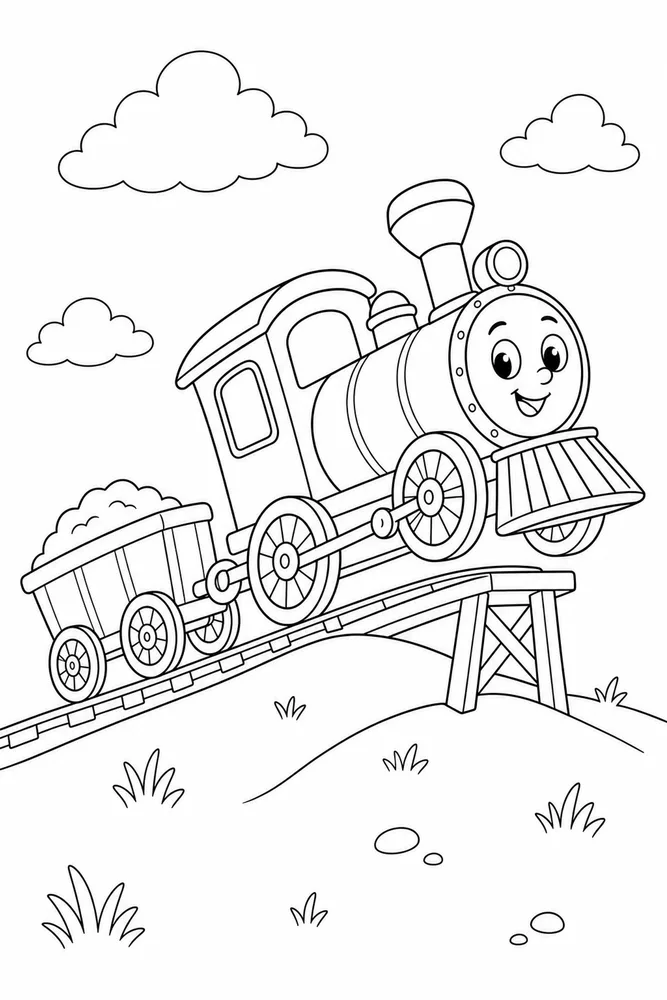 Simple Train Simple train playful pose coloring page