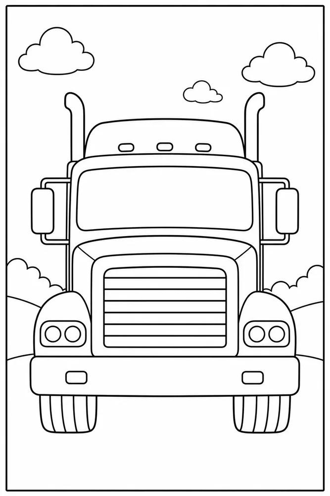 Big Truck Coloring Pages preview: Big Truck Big Truck Front View coloring page