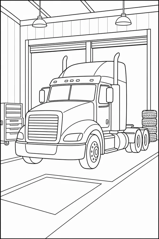 Big Truck Big Truck Garage Bay coloring page