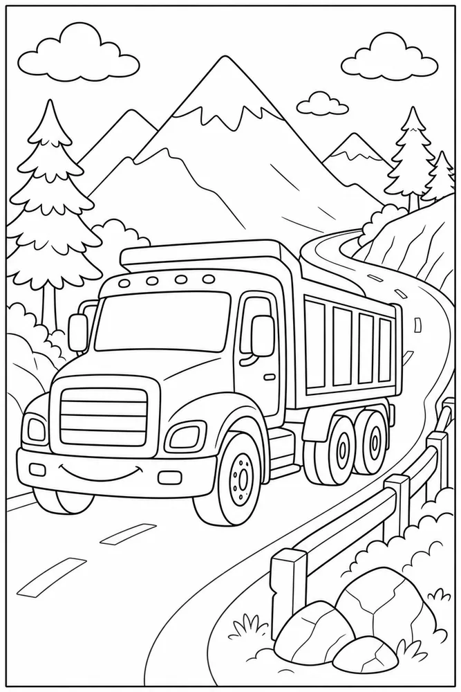 Big Truck Big Truck Mountain Road coloring page