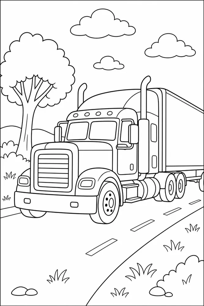 Big Truck Big Truck Side Road coloring page