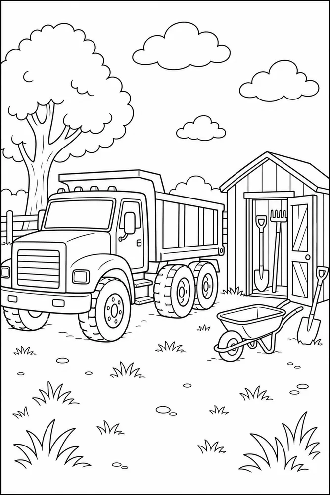 Big Truck Big Truck Tool Shed coloring page