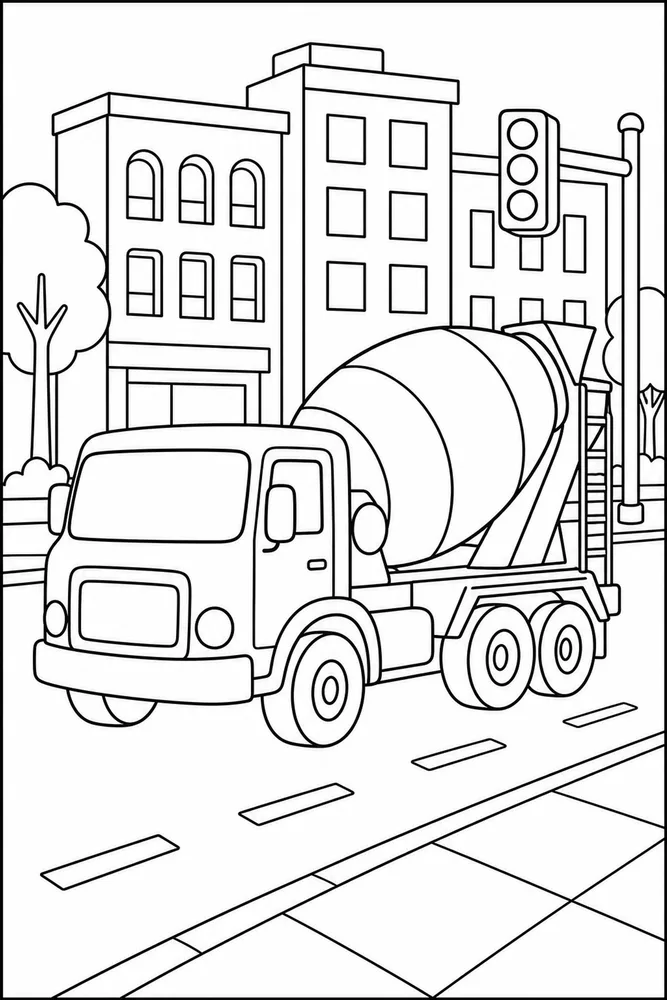 Cement Truck Cement Truck City Street coloring page