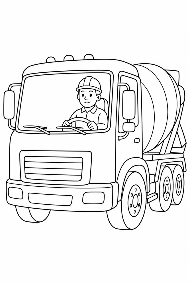 Cement Truck Cement Truck Driver Cab Detail coloring page