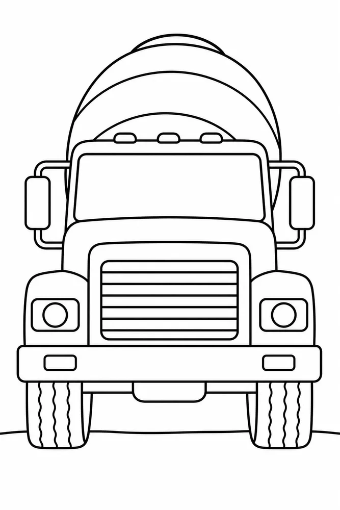 Cement Truck Coloring Pages preview: Cement Truck Cement Truck Front View coloring page