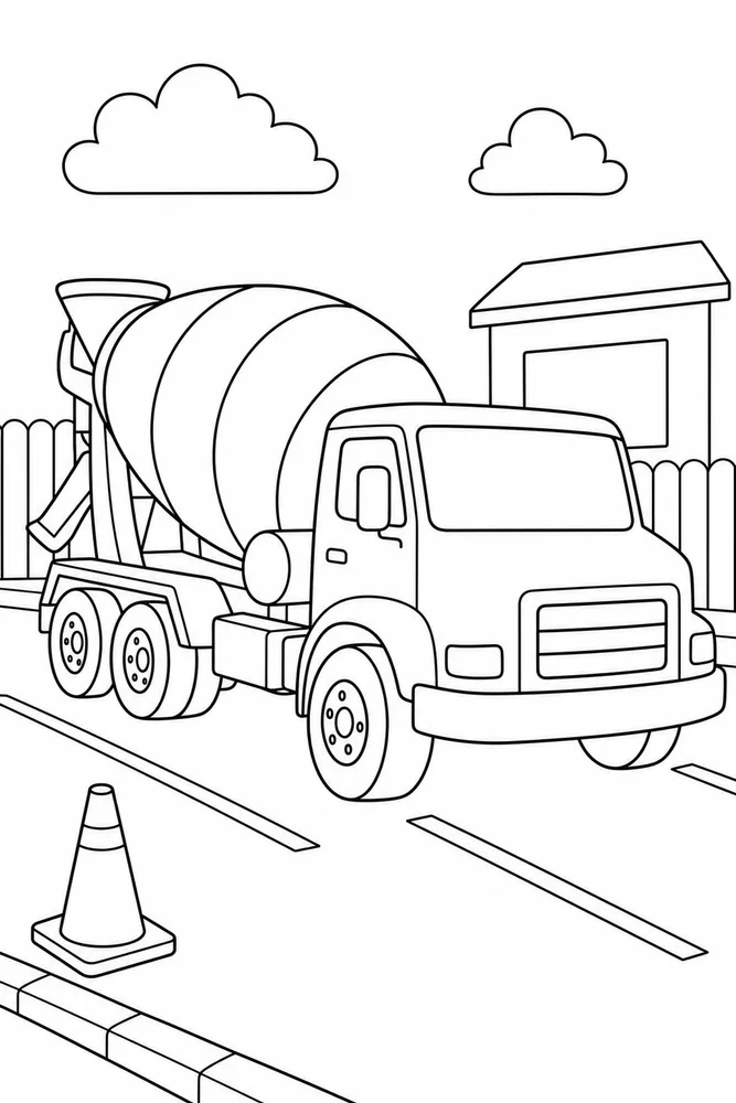 Cement Truck Cement Truck Parking Lot coloring page
