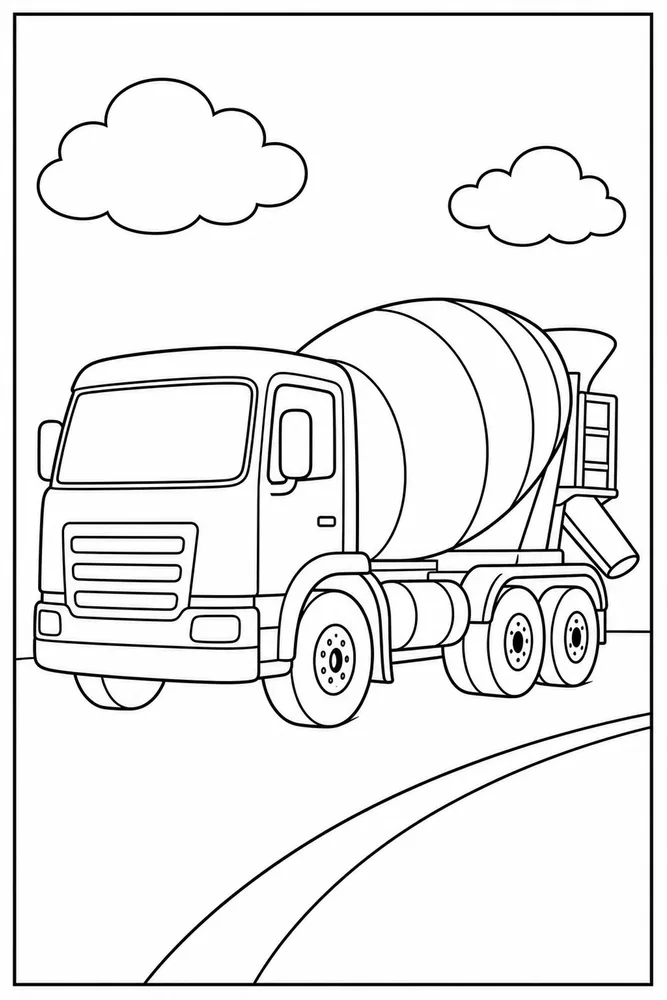 Cement Truck Cement Truck Simple Outline coloring page