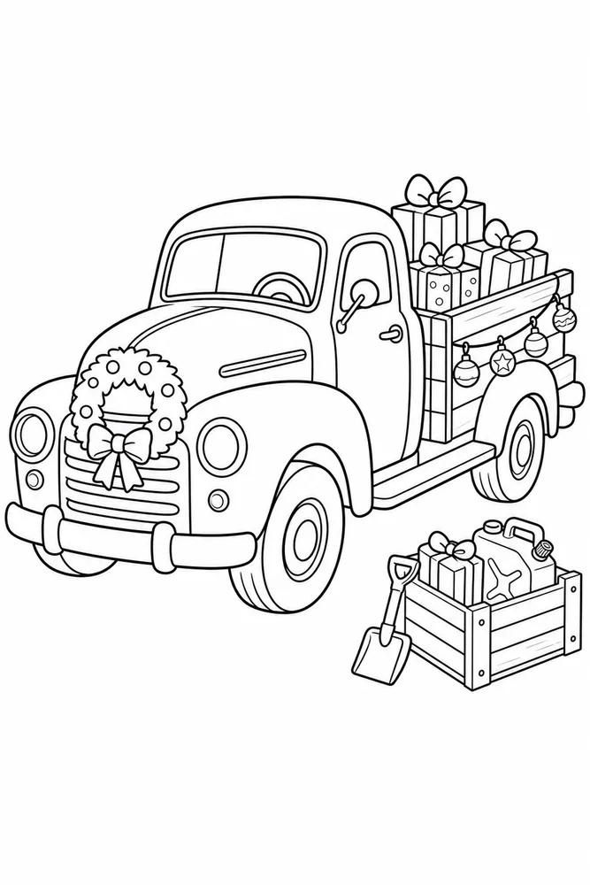 Christmas Truck Christmas Truck Driver Cab Detail coloring page