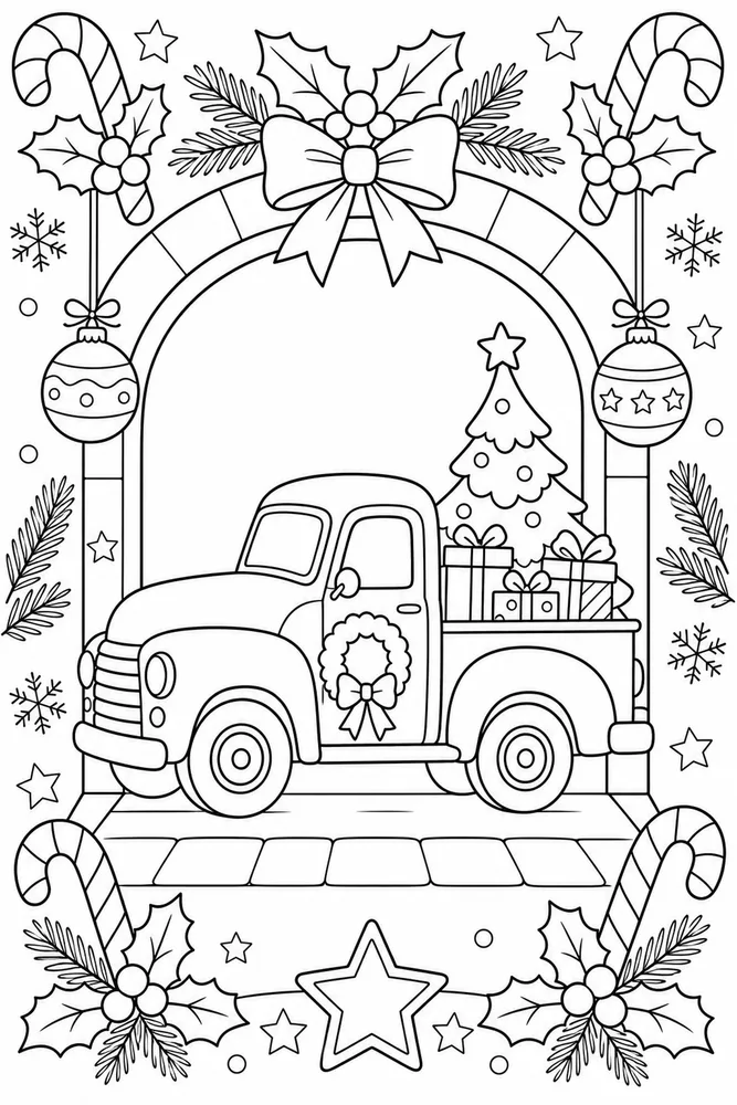 Christmas Truck Christmas Truck Open Road coloring page