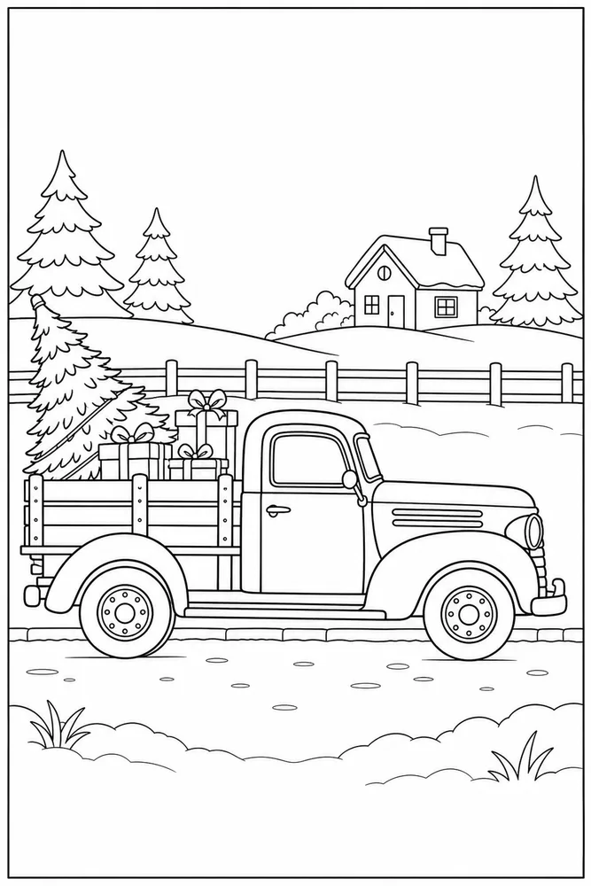 Christmas Truck Christmas Truck Side Road coloring page