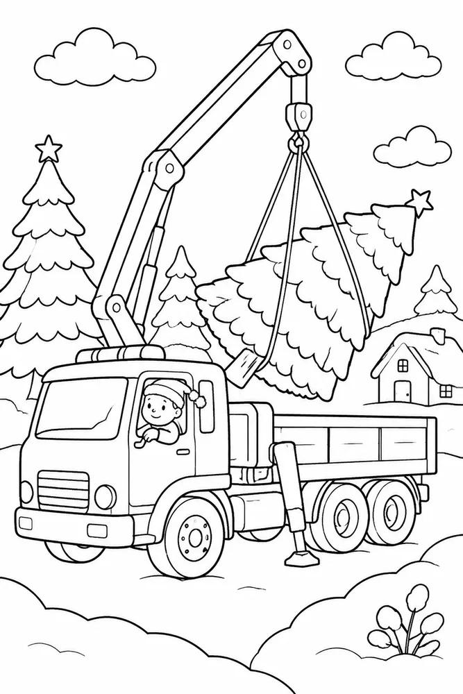 Christmas Truck Christmas Truck Simple Outline coloring page