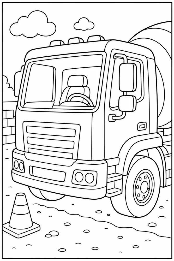 Construction Truck Construction Truck Driver Cab Detail coloring page