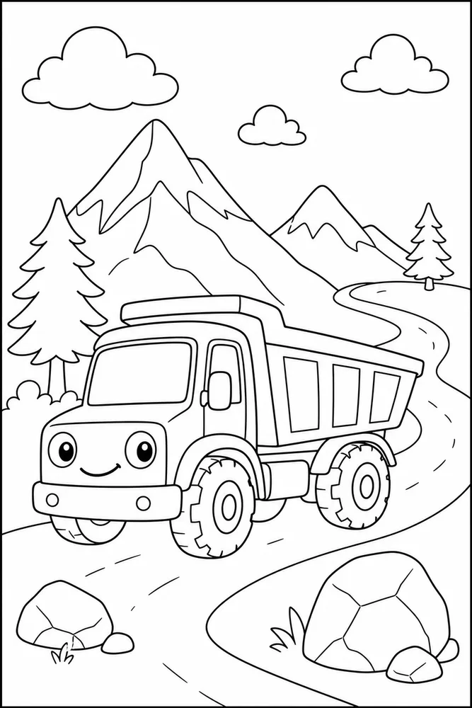 Construction Truck Construction Truck Mountain Road coloring page