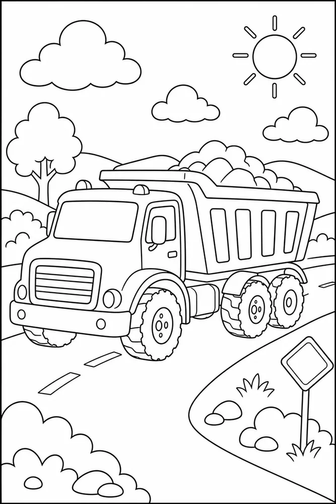 Construction Truck Construction Truck Open Road coloring page