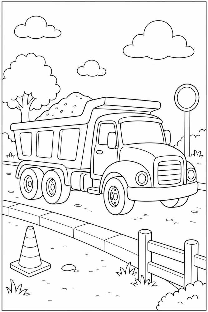 Construction Truck Construction Truck Side Road coloring page