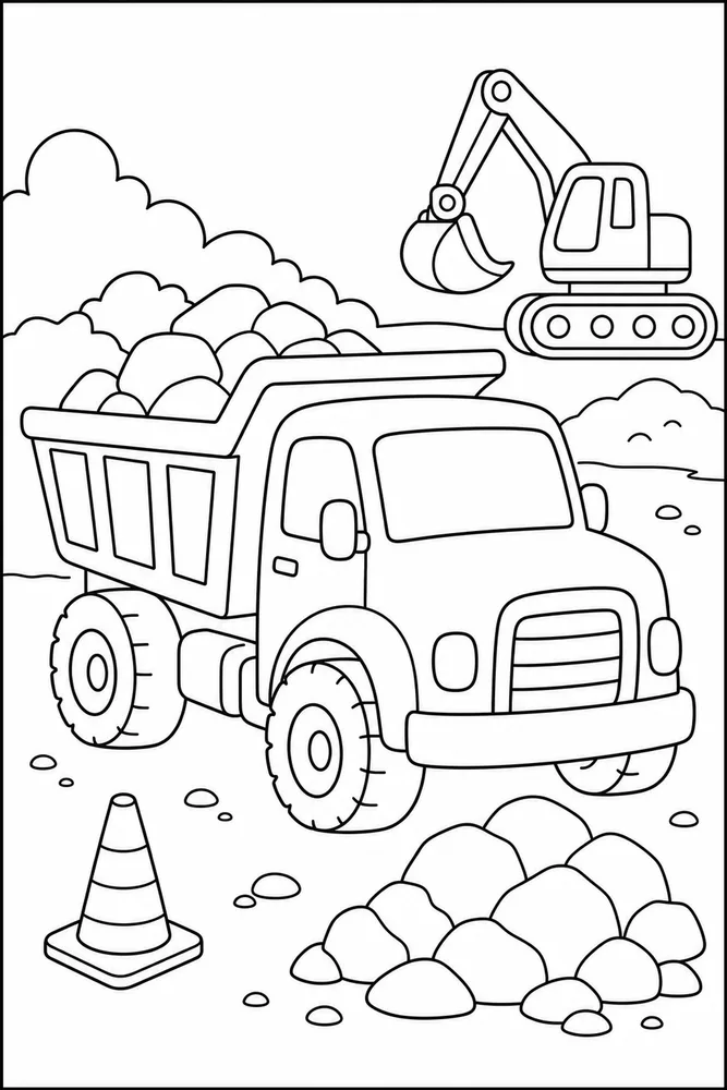 Construction Truck Construction Truck Simple Outline coloring page