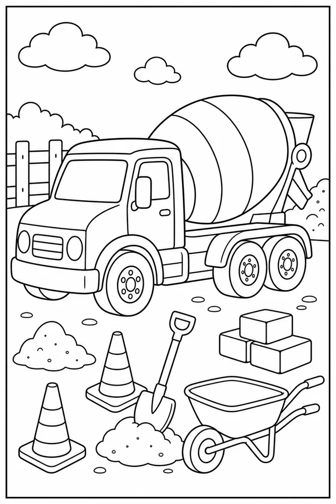 Construction Truck Construction Truck Work Site coloring page