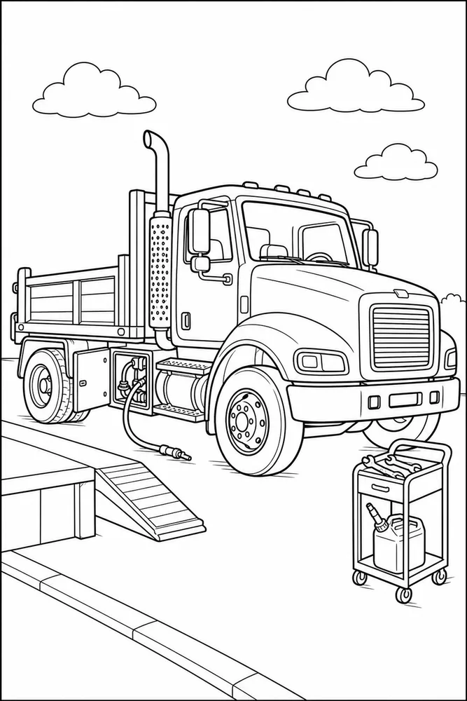 Diesel Truck Diesel Truck Driver Cab Detail coloring page