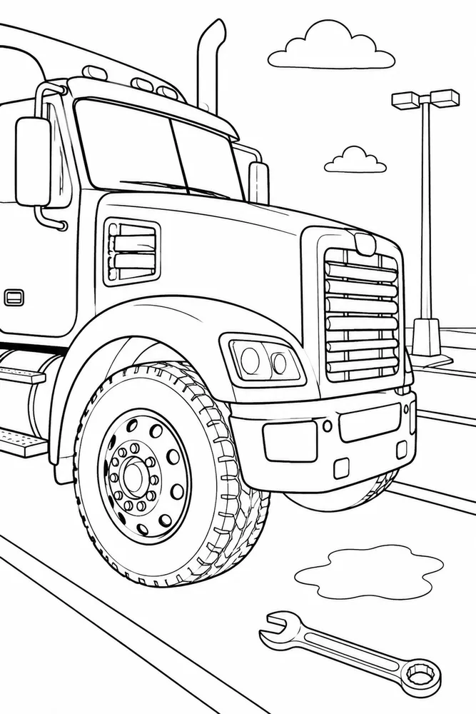 Diesel Truck Diesel Truck Parking Lot coloring page